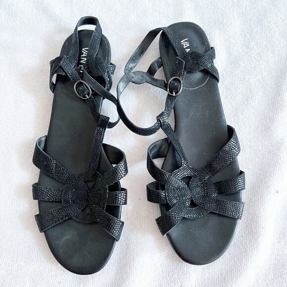 VANELi Womens Leather Multi-Strap Sandals Brandy Black 10.5 Comfort - Picture 5 of 12